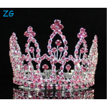 Mini-Rosa-Rhinestone-volle Haar-Kronen-Tiara-Partei-Brautschmucksache-Abschlussball